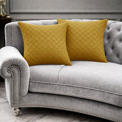 Luxury Check Velvet Cushion Covers Set Of 4 Soft Throw cases 