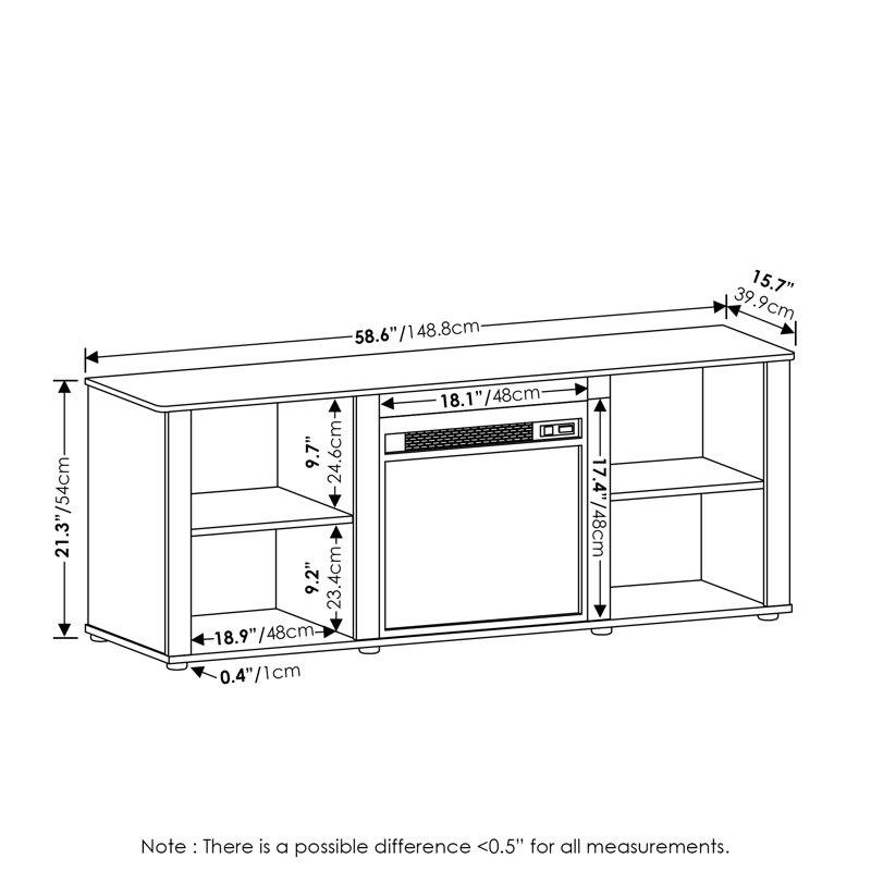 Callalily TV Stand for TVs with Electric Fireplace Included, 21.4" H x 58.6" W x 15.8" D, Black Oak