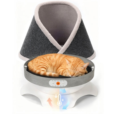 Lit intelligent pour chat chauffant et rafraîchissant, chatière d'intérieur avec modes chaud et froid, contrôle de l'application, contrôle de la température, 5 modes de bruit blanc pour la détente, calme et confortable pour les chats jusqu'à 13 lb
