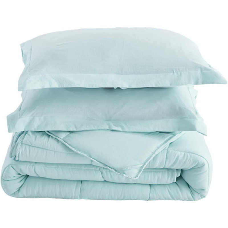 Pre Washed Down Alternative Comforter Set King - Reversible Chic Quilt Design - Box Stitched With 4 Corner Tabs - Lightweight For All Season - Aqua Duvet Comforter With 2 Pillow Shams