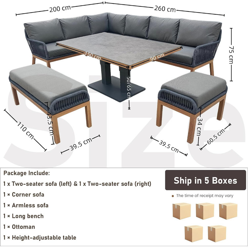 Patio Dining Set Table,, Lift Up Table