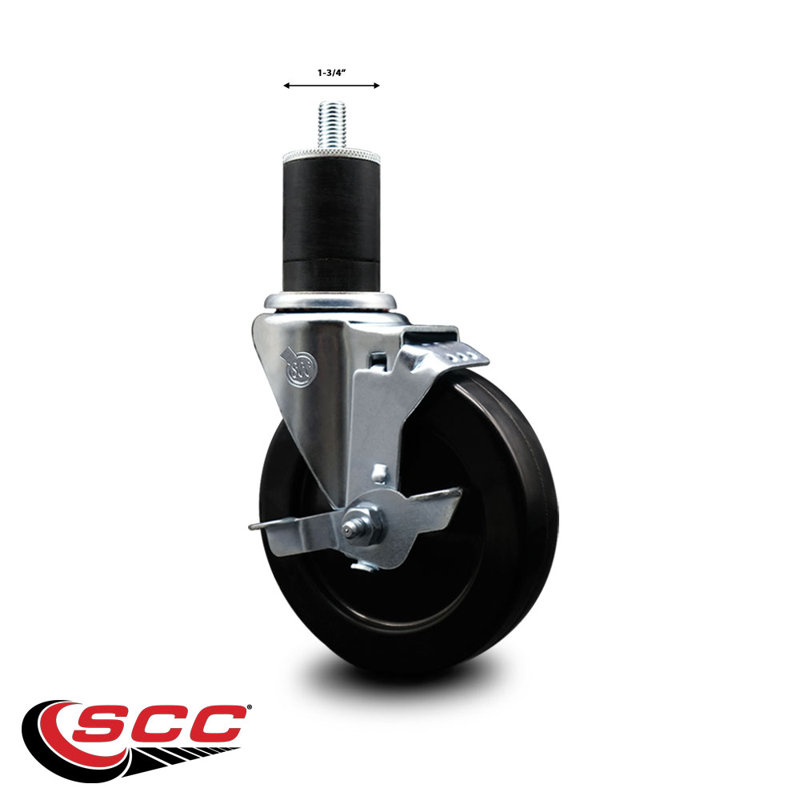 Roulettes pivotantes extensibles en caoutchouc souple de 1 3/4 po avec frein SCC