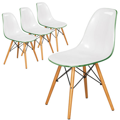 Dubuque Dining Side Chair with Metal Eiffel Base Design and Beech Wood Legs