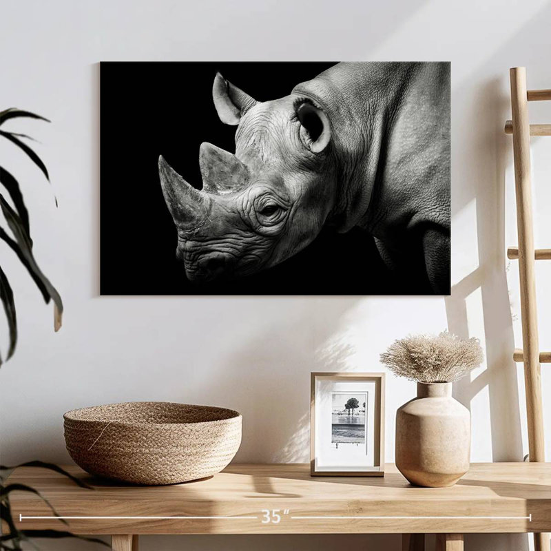 Rhino ronce en monochrome, H 8 po x l 12 po