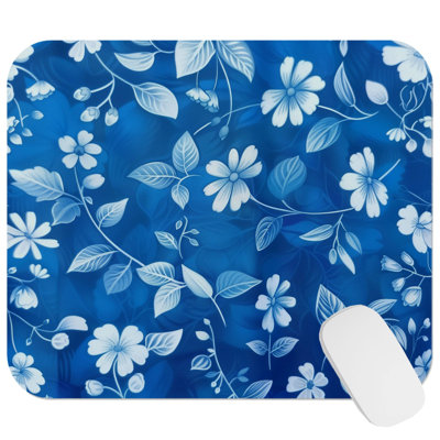 Floral Blue Flowers IX Modern Gaming Cute Office Laptop Desk Pad Gift Mat Square Rectangle Non-Slip Mousepad
