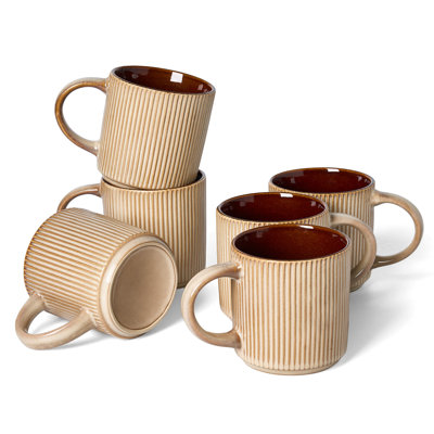 Ensemble de 6 tasses en grès, crème et cacao