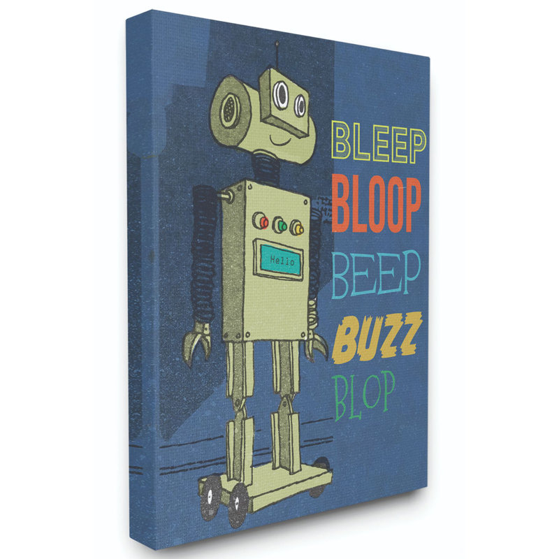 Dessin de robot Ridge Ridge Beep Bloop, Toile tendue, H 40 po x l 30 po