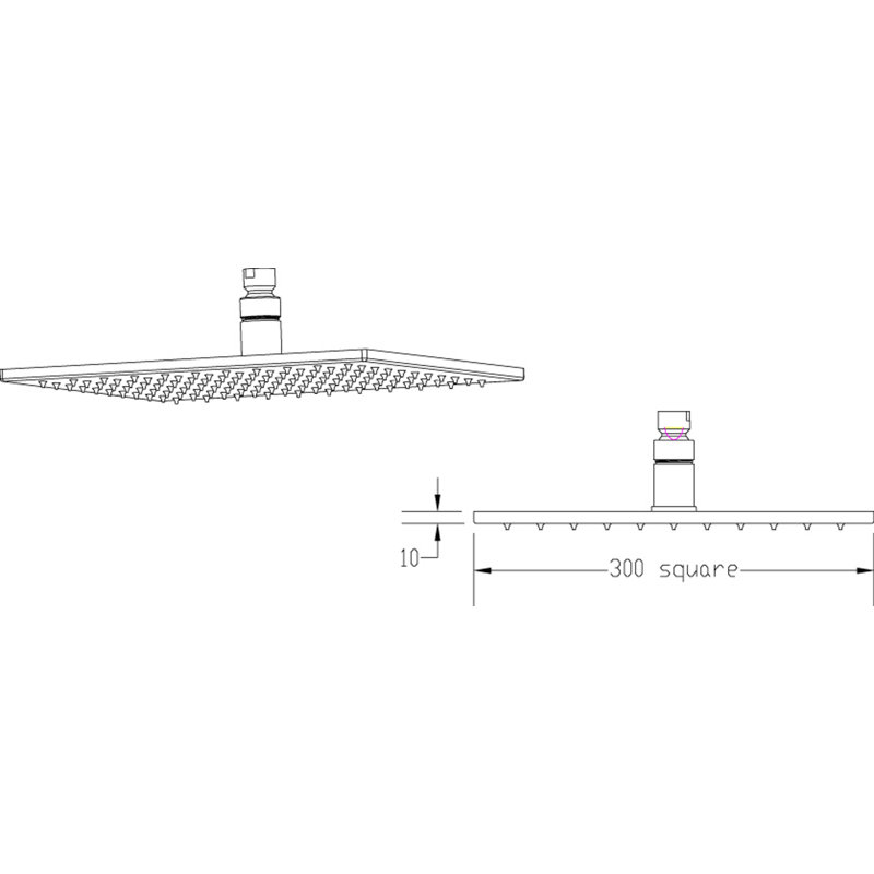 Full/Standard Fixed Shower Head with No, 185cm H x 160cm W