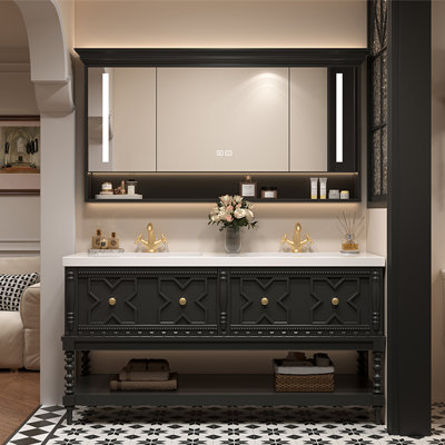 French-style retro double-basin bathroom cabinet