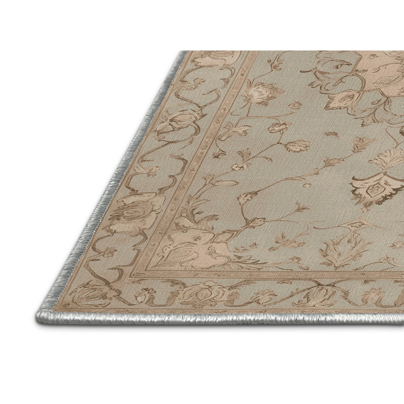Tapis beige Tabriz lavable à la machine, Rectangulaire 2 pi x 3 pi