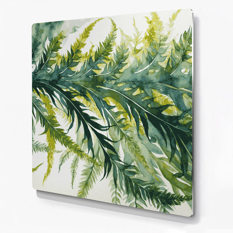 Art mural en métal Botanical Pteris Fern, H 96 po x l 96 po x P 0,05 po