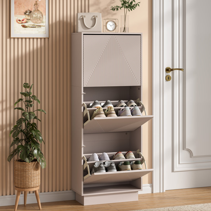 12 Pair Flip Down Shoe Storage, Cashmere