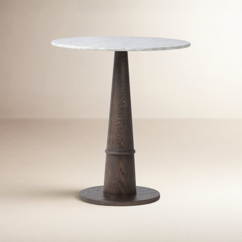 Table de salle à manger Beverly, Marbre blanc adouci / chêne brun, H 36,5 po x L 32 po x l 32 po