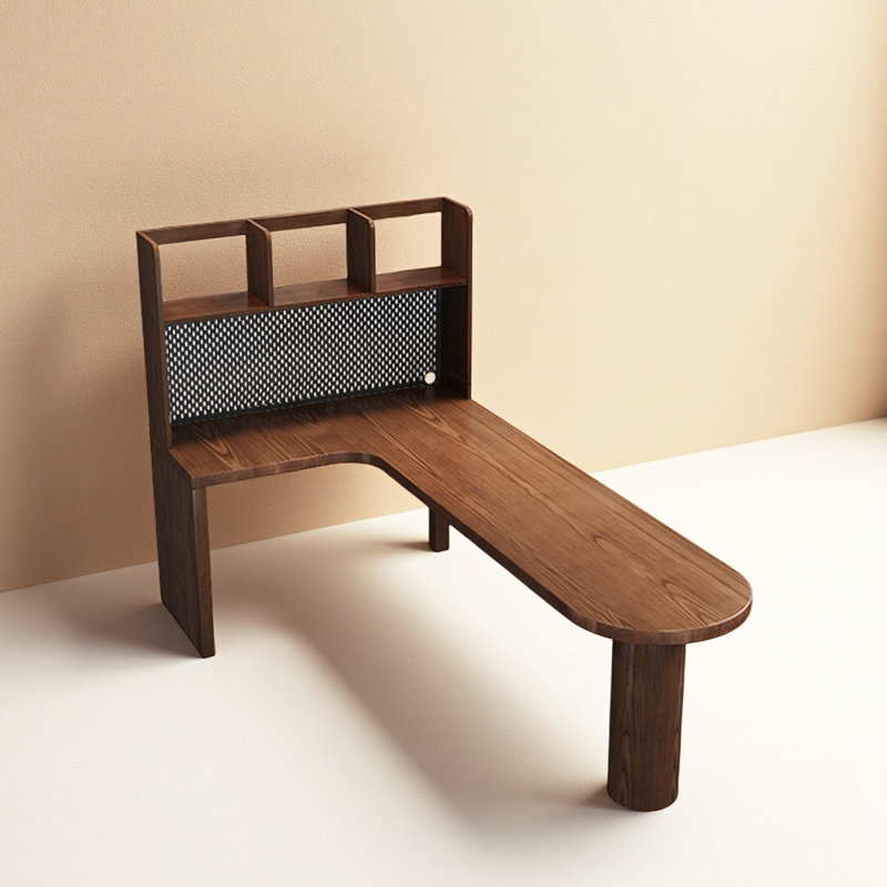 Bureau en L tout bois massif avec tablette en L, H 61,02 po x l 55,12 po x P 47,24 po