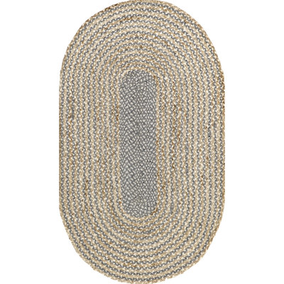 Pantanella Handmade Braided Jute/Wool Brown Rug