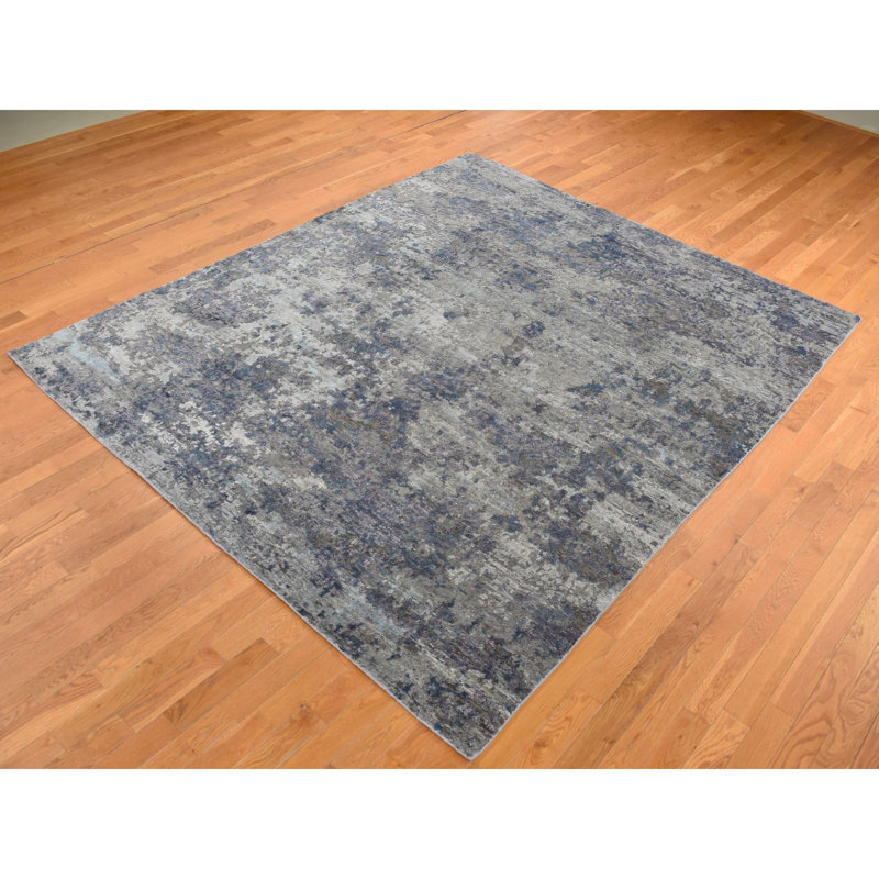 Tapis gris nouvel âge en laine 7 pi 10 po x 9 pi 9 po Ahearne