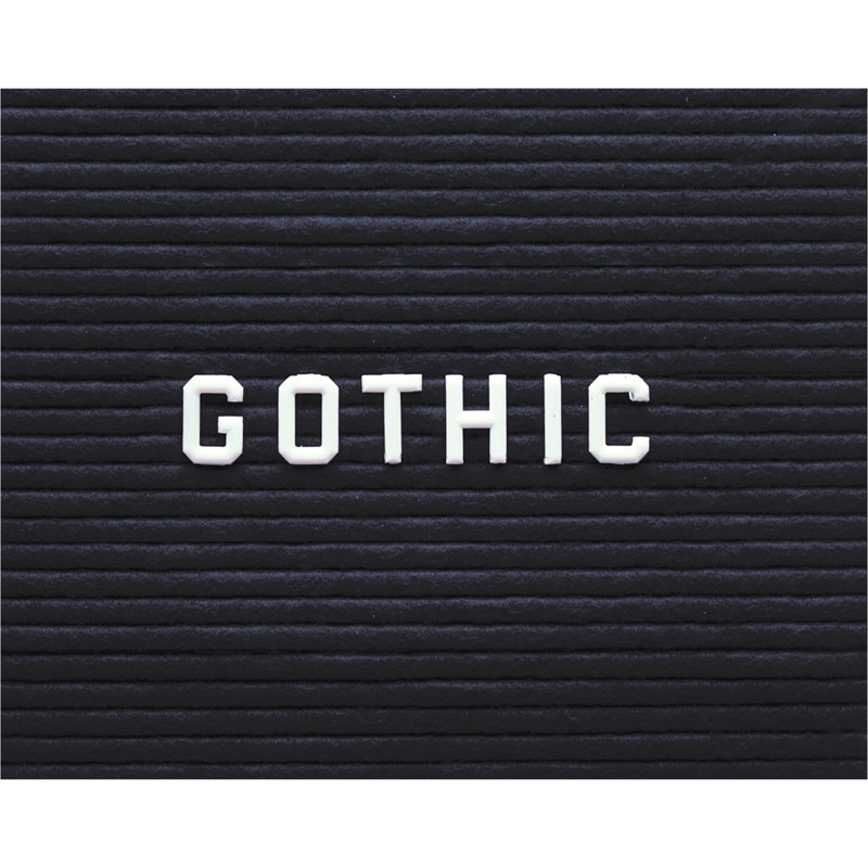 Lettres et chiffres du babillard, police gothique, H 0,75 po