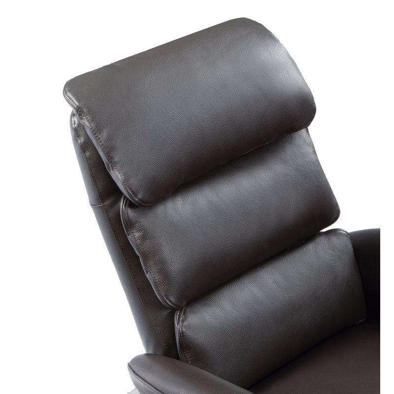 Deshaun Leather Swivel Power Recliner, Brown Genuine Leather