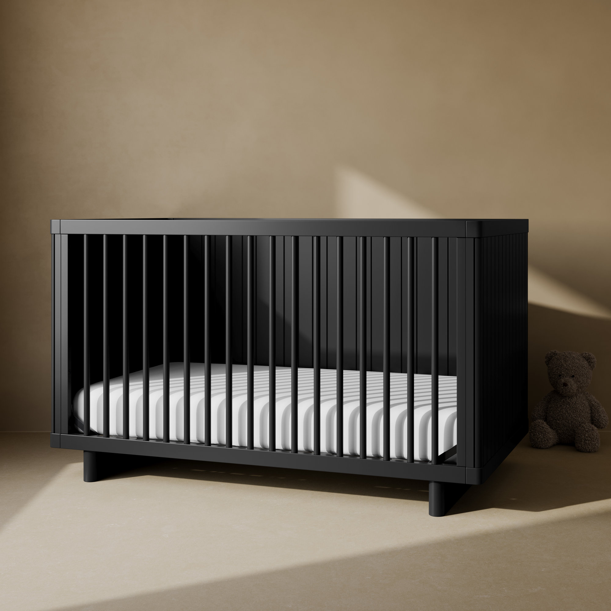 Kyoto Deluxe Convertible Crib with Bonus Toddler Guardrail, Black