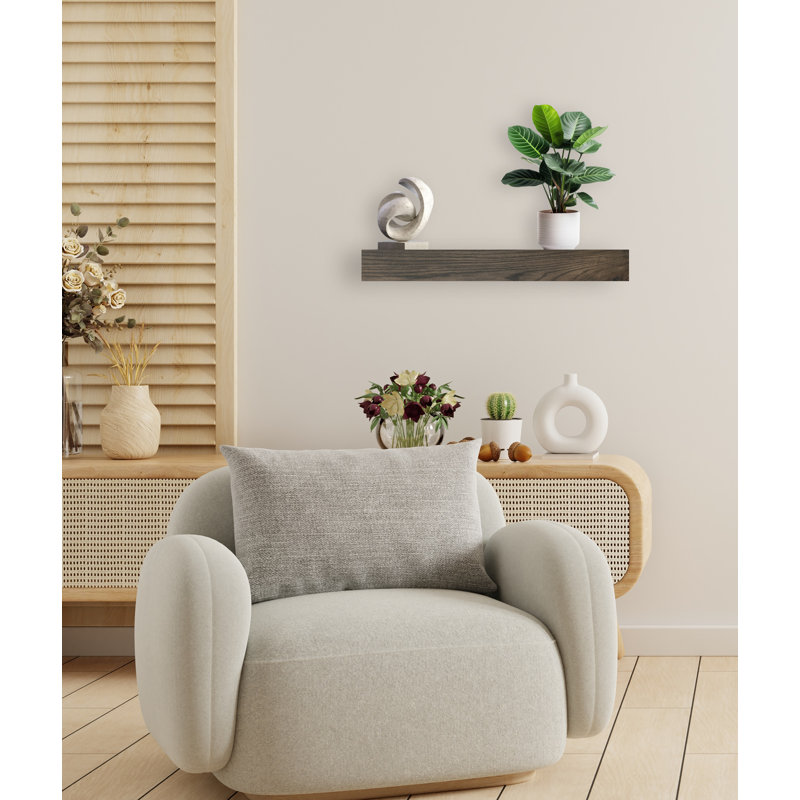 Tablette d'appoint en bois massif Britan, Gris carbone, H 4 po x l 26 po x P 5 po