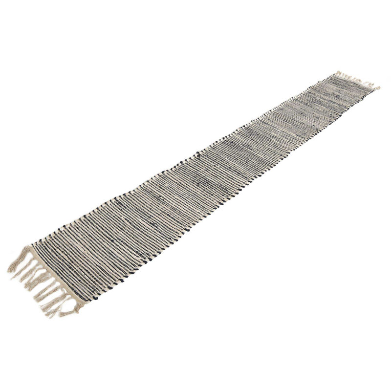 Tapis bleu marine en jute Chindi, Tapis de couloir 2 pi 2 po x 6 pi 1 po