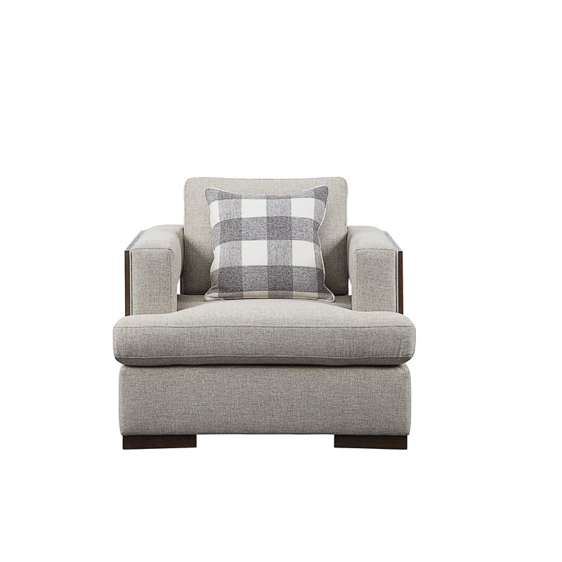 Fauteuil Anjelita de 40 po de large gris et noyer
