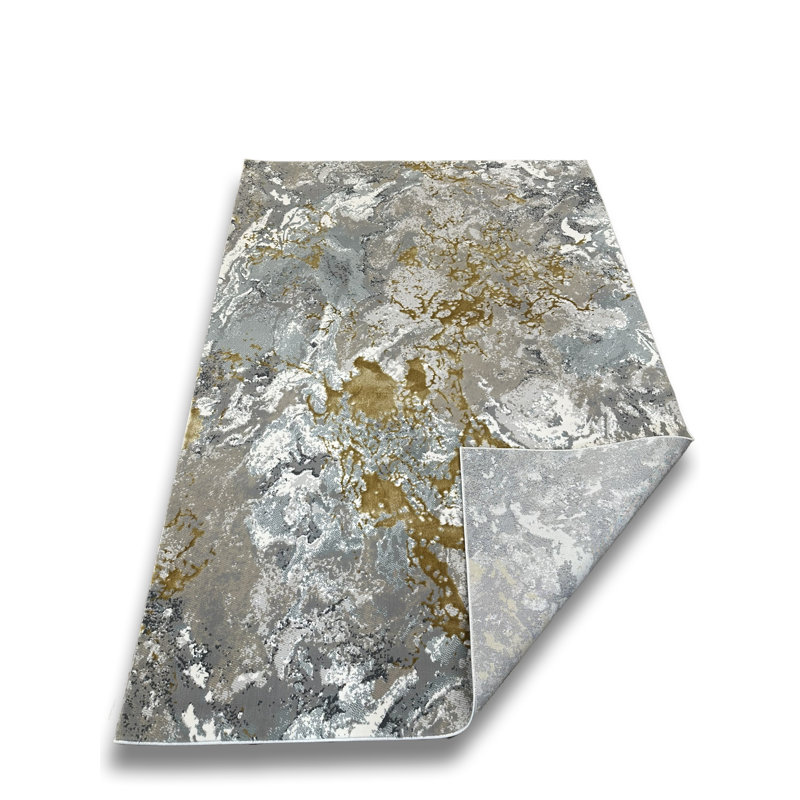 Metz Viscose Abstract Indoor Rug, Rectangle 5'2" x 7'