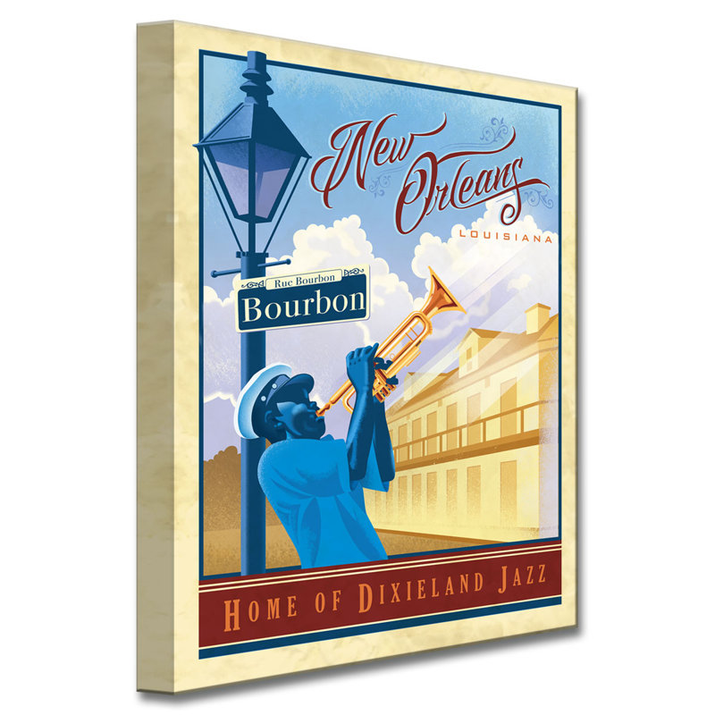 Jazz - Nouvelle-Orléans - Reproduction de publicité sur toile tendue, H 16 po x l 12 po x P 1,5 po