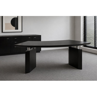 Bali Black Veneer Curved Executive Desk