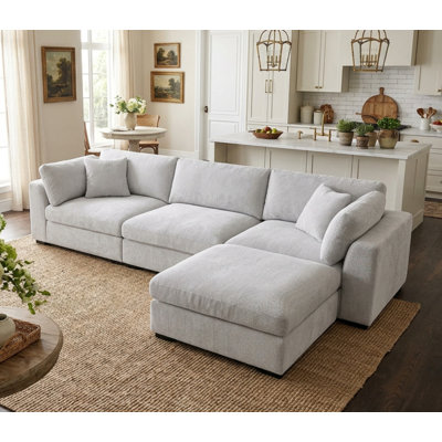 Oversized Modular L-shaped Sectional Sofa With Deep Seat, Wide Ottoman