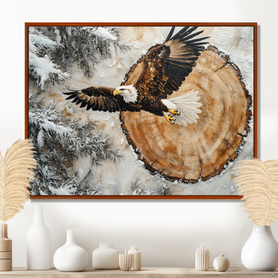 Aigle, esprit du vent dans la forêt d'hiver III - aigle, art mural