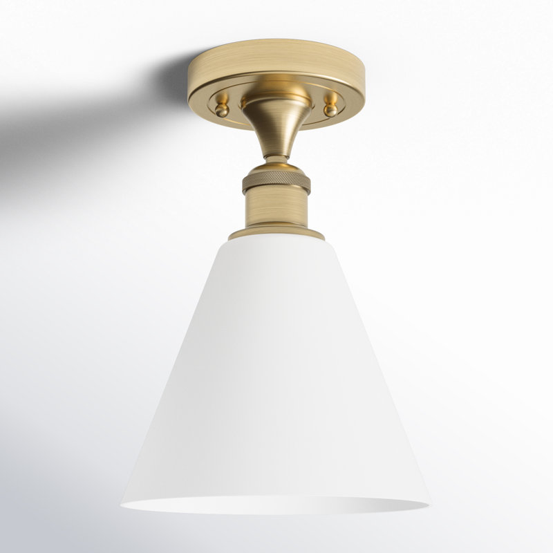 Stabler Glass Semi Flush Mount, Matte White, Brushed Brass
