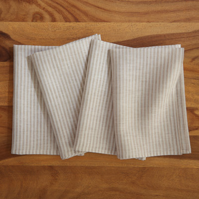 Narrow Stripe - 100% Pure Linen Dinner Napkins