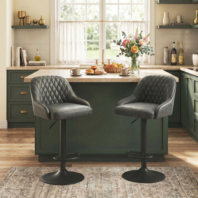 HOMCOM Breakfast Bar Stools, Wide Padded Seat, Set of 2