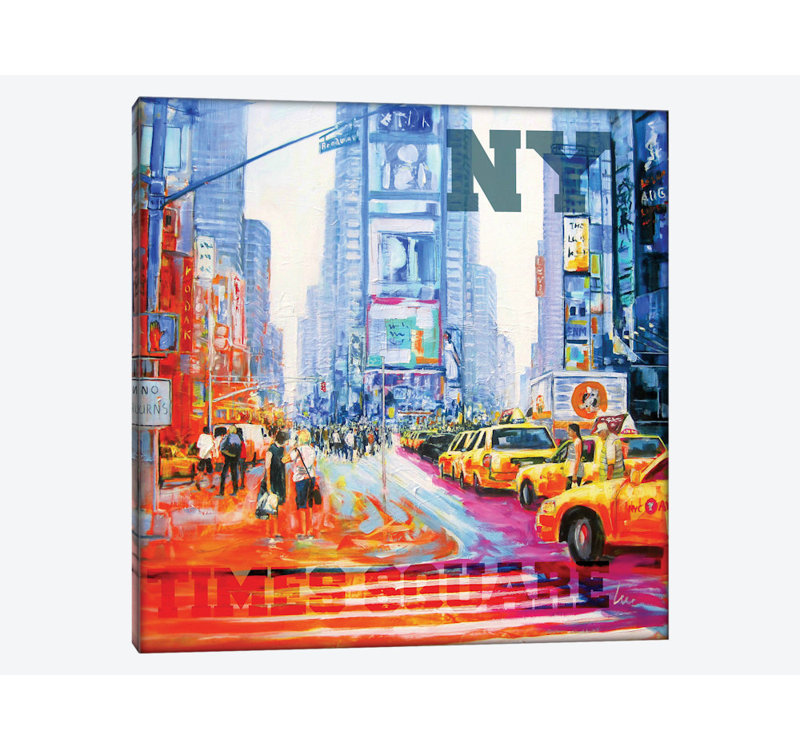 «NY Times Square», impression sur toile, H 12 po x l 12 po x P 1,5 po, Pas de tapis, Toile tendue