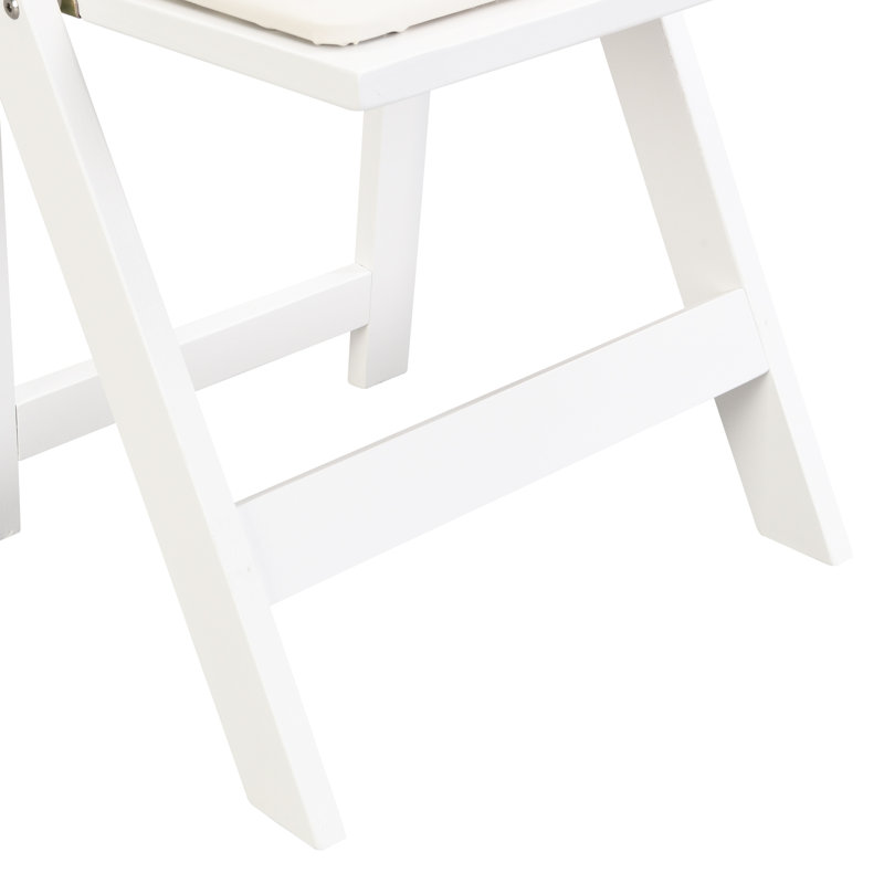 Chaises pliantes peu encombrantes (4 pièces) - Coussin beige confortable et tablette blanche 4 pièces en bois massif facile à plier, design