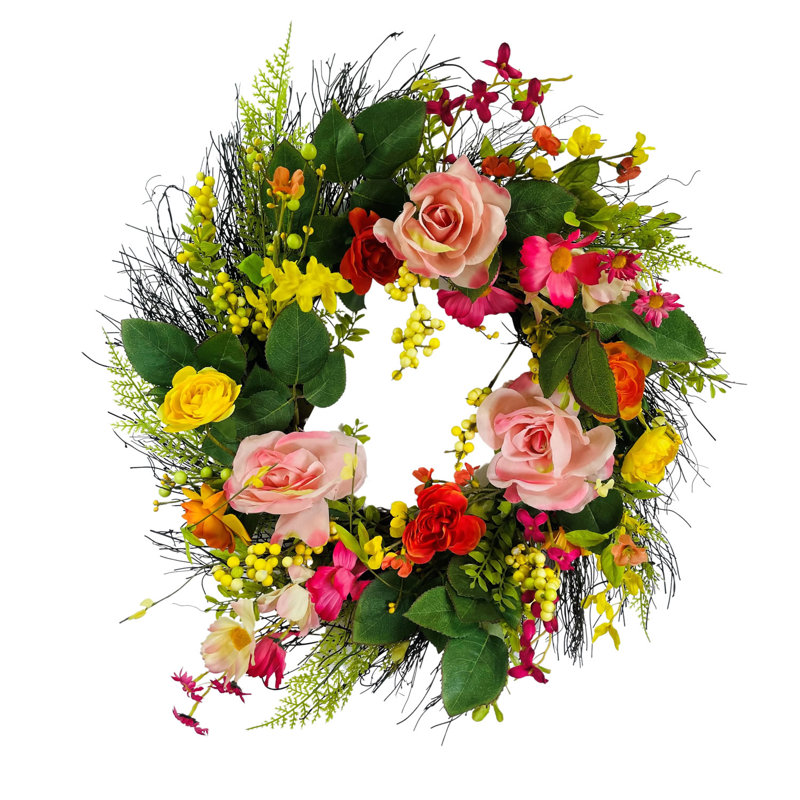 Faux Rose Twig 24 " Wreath
