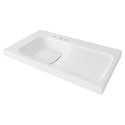 Modulus White Solid Surface Rectangular Drop-in Bathroom Sink