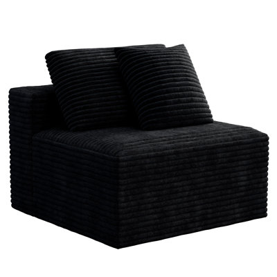 Abdou 35.4" Boneless Single Sofa, Corduroy Cloud Couch, Black