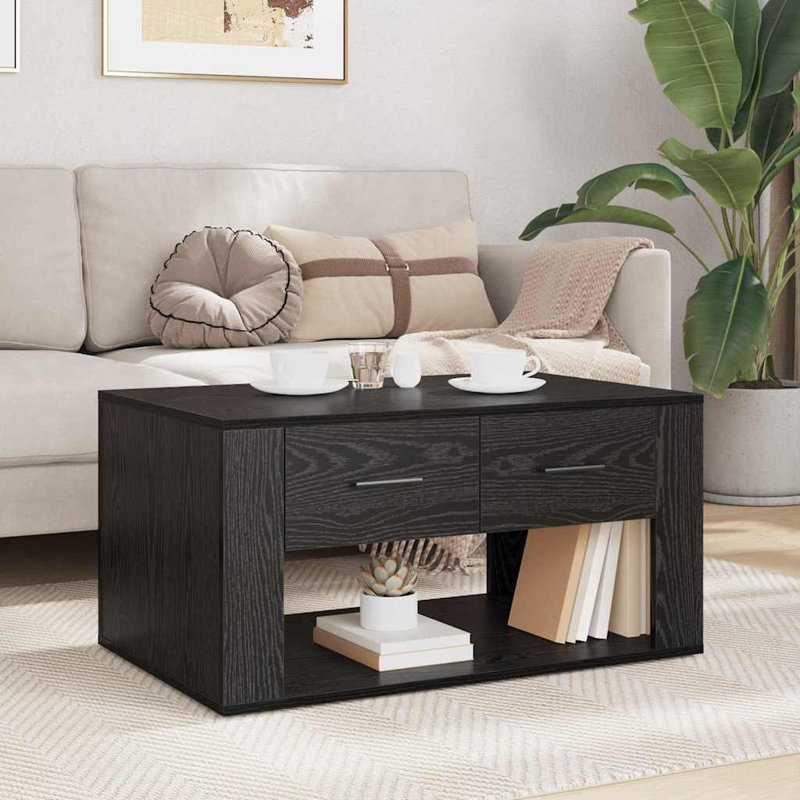 Coffee Table with Storage, Black Oak