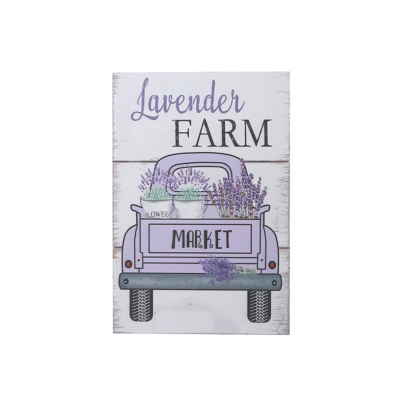 Panneau mural en bois avec camion de lavande