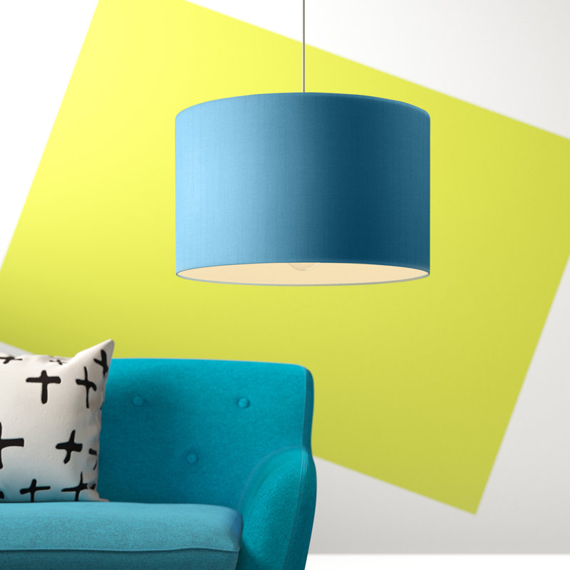 Polyester Drum Lamp Shade ( Screw On ), Teal, 28cm H x 45cm W x 45cm D