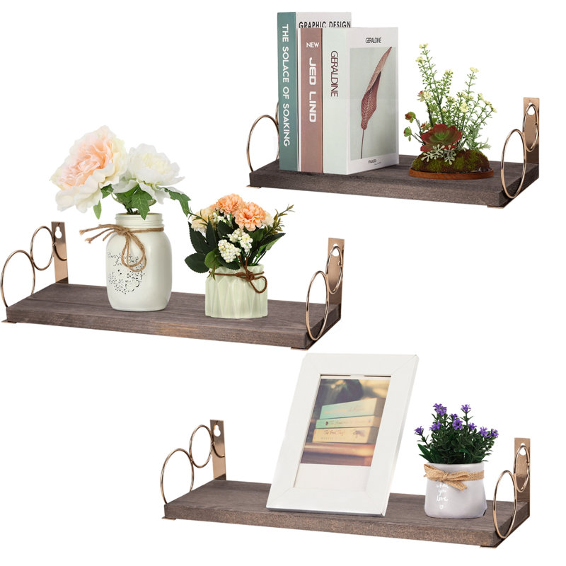 Letemps 3 Piece Square Floating Shelf, Brown