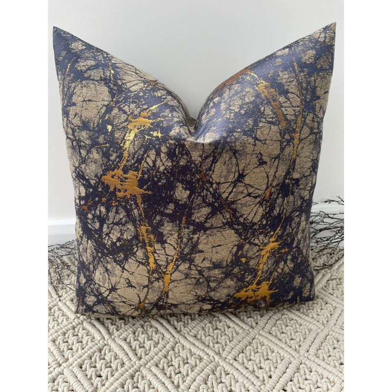 Abstract Square Cushion Cover, Navy Abstract