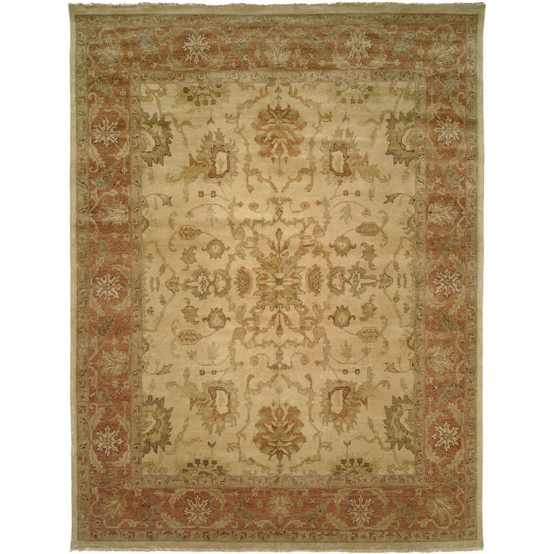 Wool Oriental Area Rug in Ivory, Rectangle 12' x 15'