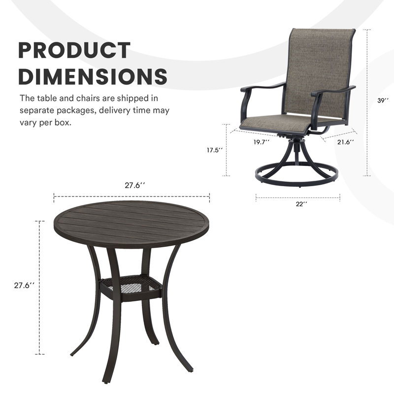 Ensemble repas pour patio, Bois brossé gris foncé / noir