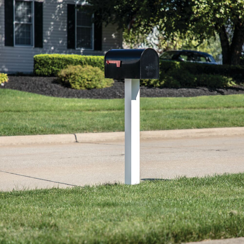 White Vinyl Mailbox Fence Post with Mounting Hardware