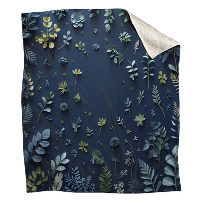Jeté en molleton à motif de feuilles - Jetés floraux pour canapés ou lits