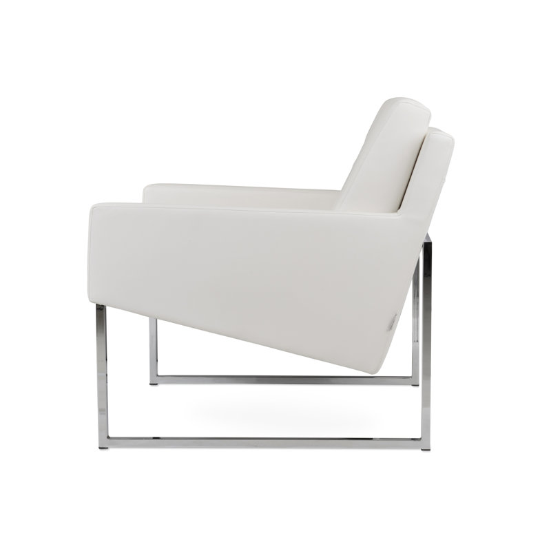 Nova Metal Armchair, White Faux Leather