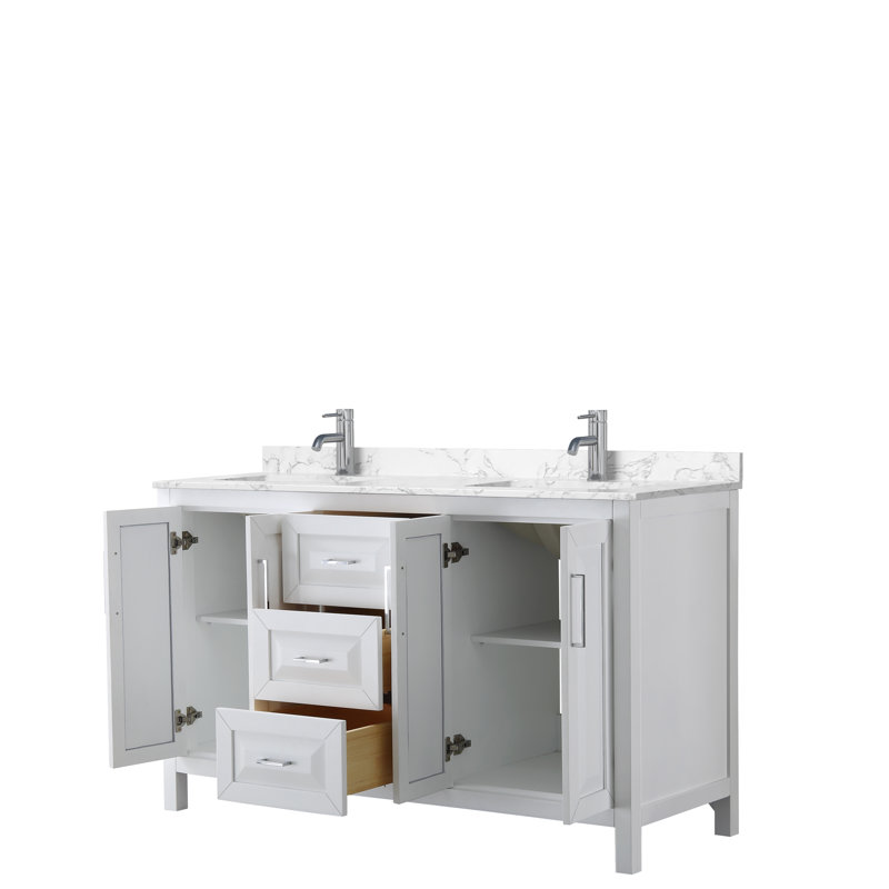 Daria 60'' W Double Vanity, White, Polished Chrome